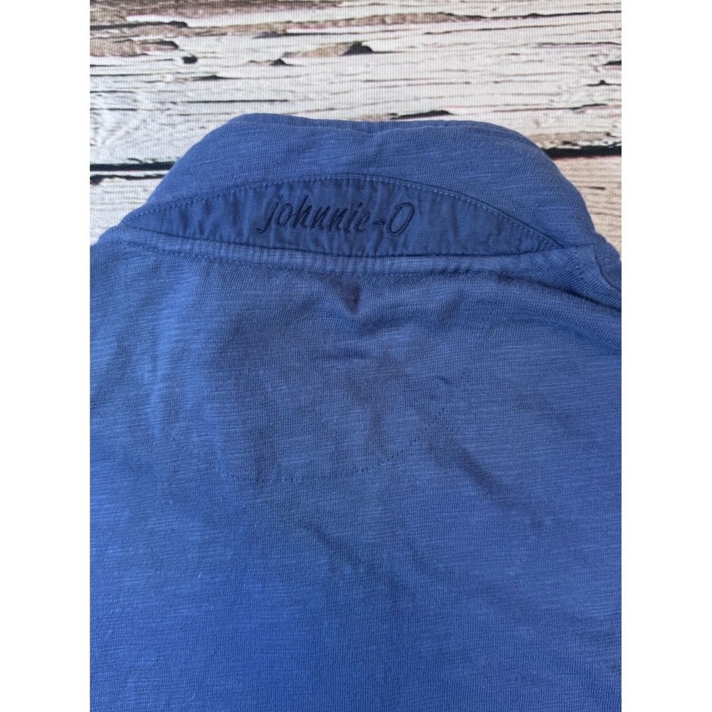 Johnnie O‎ Long Sleeve Tee Blue Slub Knit 1/4 Zip Mock Collar Pullover Medium - Picture 7 of 8